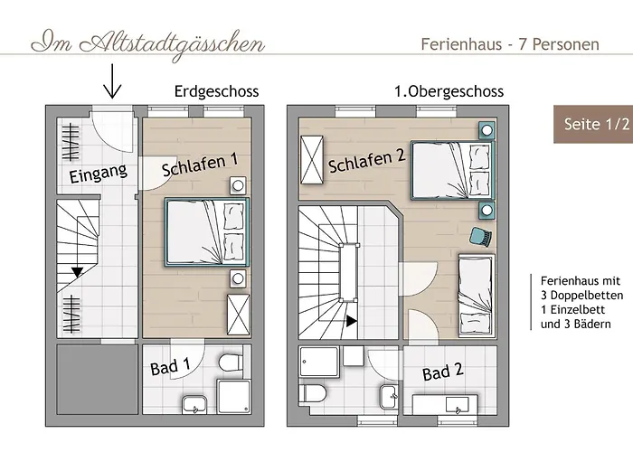 Im Altstadtgässchen Mit 3 Badezimmern Ferienhaus